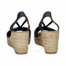 SANDALIA PIEL PERFORADA  AZUL