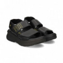 Sandalia 2 Velcros Anchos Napa Negro  PANAMA JACK