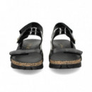 Sandalia Tira Lado Velcros Charol Negro  PANAMA JACK