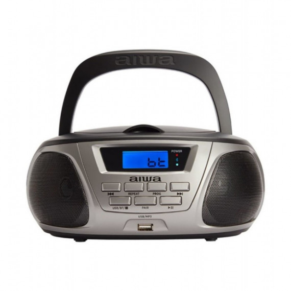 Reproductor de CD Portátil, Radio Fm, Bluetooth, Usb, AIWA BBTU-300BK Plata