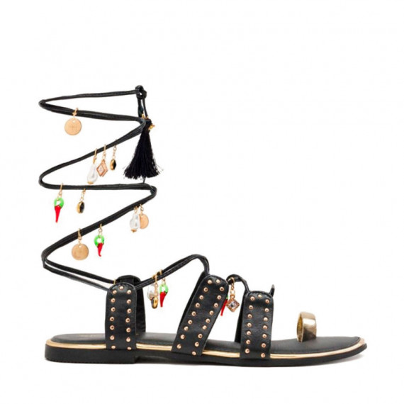 Sandalias Piel Abalorios y Tachas Ione  GIOSEPPO