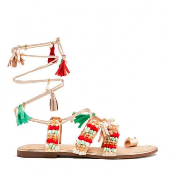 Sandalias Piel Flecos y Abalorios Nubo  GIOSEPPO