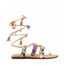 Sandalias Piel Abalorios y Flecos Montello  GIOSEPPO