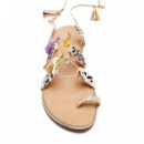 Sandalias Piel Abalorios y Flecos Montello  GIOSEPPO