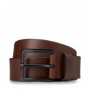 Cinturón de Piel Italiana con Logo Estampado en la Trabilla  HUGO BOSS