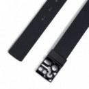 Cinturón Reversible de Piel Italiana con Logo Apilado en la Hebilla  HUGO BOSS