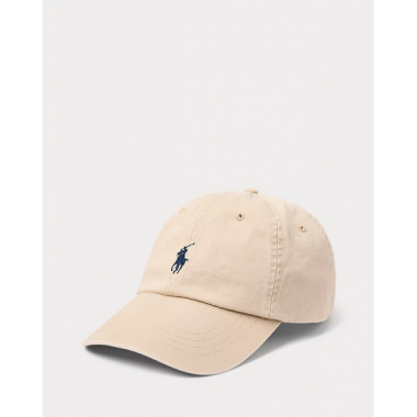 Gorra Polo Ralph Lauren beige logo bordado azul marino