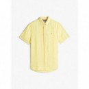 Pigment Dyed Linen Rf Shirt S/s Citronel  TOMMY HILFIGER