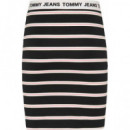 Tjw Stripe Bodycon Mid Skirt Black / Mul  TOMMY JEANS