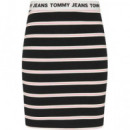 Tjw Stripe Bodycon Mid Skirt Black / Mul  TOMMY JEANS