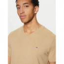 Camiseta Jaspeada de Corte Extra Slim y Cuello Pico de Tommy Jeans  TOMMY HILFIGER