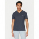 Camiseta Jaspeada de Corte Extra Slim y Cuello Pico de Tommy Jeans  TOMMY HILFIGER