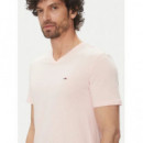 Camiseta Jaspeada de Corte Extra Slim y Cuello Pico de Tommy Jeans  TOMMY HILFIGER
