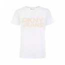 Camiseta Flocked Logo Crew Neck  DKNY