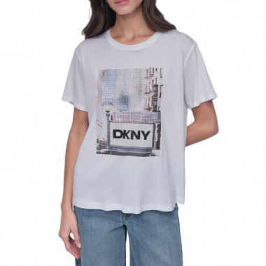 Camiseta Subway Rhinestone Photoreal Logo  DKNY
