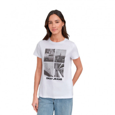 Camiseta Gráfica de Paisaje Urbano Decorada con Cristales  DKNY