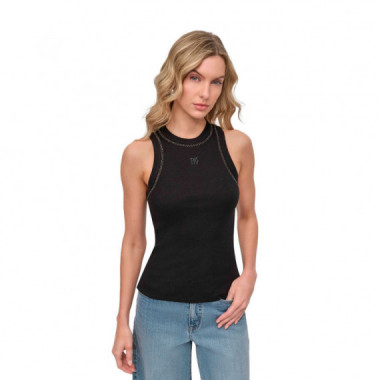 Camiseta Tipo Top Rhinestone con Pedreria  DKNY