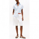 TOMMY HILFIGER - Poplin Sleeveless Relaxed Shirt - 0BG - F|WW0WW45897/0BG