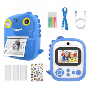 Cámara Infantil Kooltech IKIDS3 Azul con Impresión Instantánea 1080p, Pantalla de 2.4", Cámaras Duales y Juegos Integrados