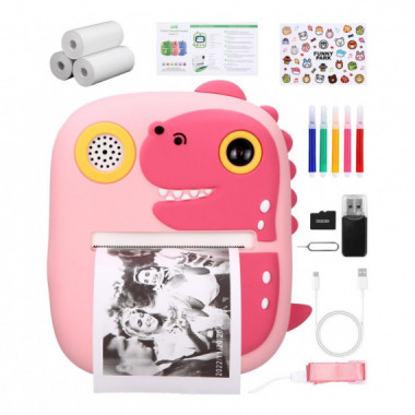 Cámara Infantil Kooltech IKIDS3 Rosa con Impresión Instantánea 1080p, Pantalla de 2.4", Cámaras Duales y Juegos Integrados