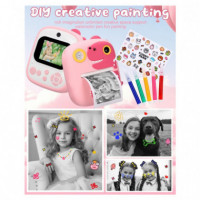 Cámara Infantil KOOLTECH IKIDS3 Rosa con Impresión Instantánea 1080P, Pantalla de 2.4", Cámaras Duales y Juegos Integrados