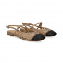 sin Talon Trenzado Piel Negro+beige  CHANTAL