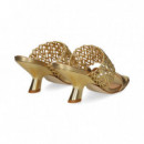 Pala 2 Tiras 1 Enrejada Metalizada Oro  CHANTAL