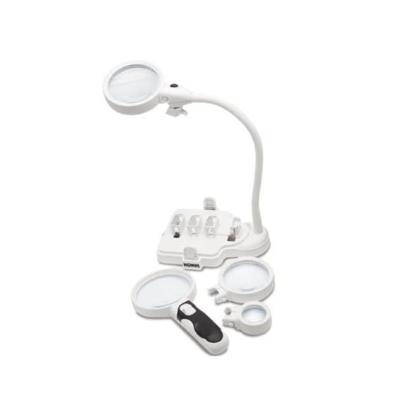 KONUS Lupa Flexo-m Sobremesa con Luz Led y 3 Lentes Inercambiarble 2X-5X-16X