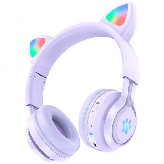 HOCO W39 Auriculares BLUETOOTH Niños Orejas de Gato Púrpura