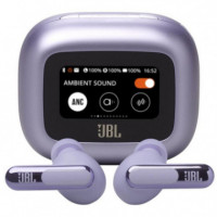 JBL Live Beam 3 Púrpura - Auriculares Inalámbricos con Cancelación de Ruido y Pantalla Lcd