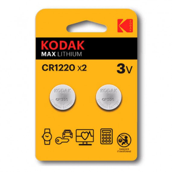 KODAK CR1220 Batería de Litio 3V - Pack de 2