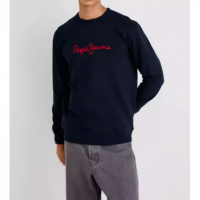 Sudadera PEPE JEANS Azul Marina Logo Bordado Rojo