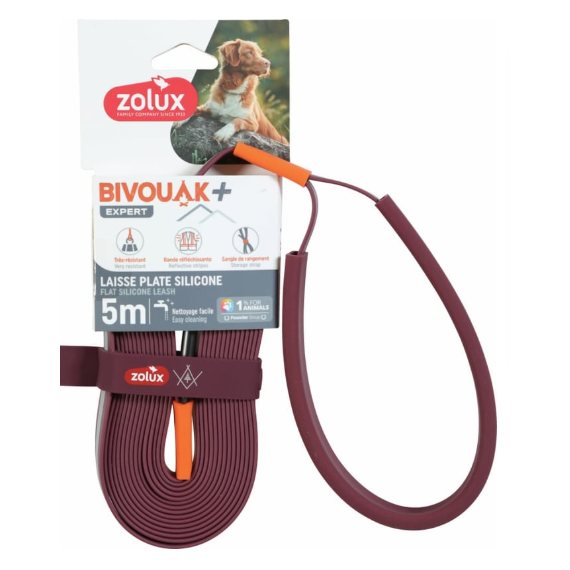 ZOLUX Perro Correa Plana Silicona Rojo 5 M