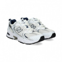 Deportivo Malla+piel Plata+blanco  NEW BALANCE