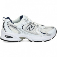 Deportivo Malla+piel Plata+blanco  NEW BALANCE