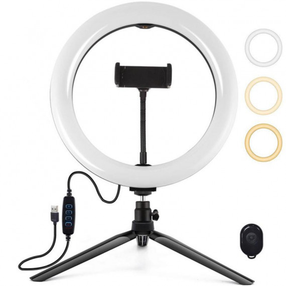 PULUZ PKT3072B Aro de Luz 26CM con Soporte de Mesa