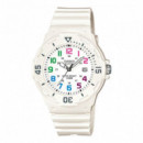 CASIO LRW-200H-7B Reloj Analógico para Mujer - Números Multicolor, Correa Blanca, Resistente Al Agua 100M y Estilo Juvenil
