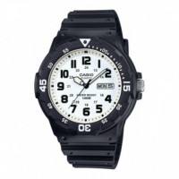 CASIO MRW-200H-7B Reloj Analógico para Hombre - Esfera Blanca con Números Negros, Día y Fecha, Resistente Al Agua 100M