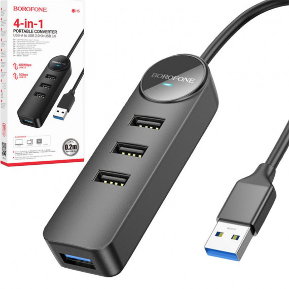 BOROFONE DH5 Hub USB 3.0 4 Puertos 5 Gbps