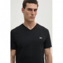 Camiseta de Algodón con Cuello en V de LACOSTE