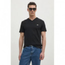 Camiseta de Algodón con Cuello en V de LACOSTE