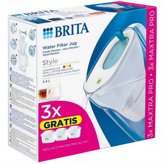 BRITA Style Jarra Filtrante Azul + 3 Maxtra Pro