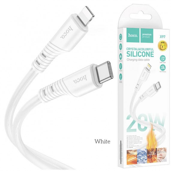 HOCO X97 Crystal Silicone Cable Usb-c a Lightning 1M Blanco