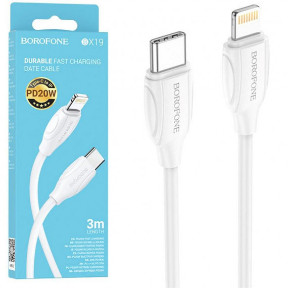 BOROFONE BX19 Cable Usb-c a Lightning 3M Blanco
