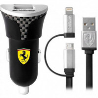Cargador de Coche FERRARI USB 2.4A Lightning Negro