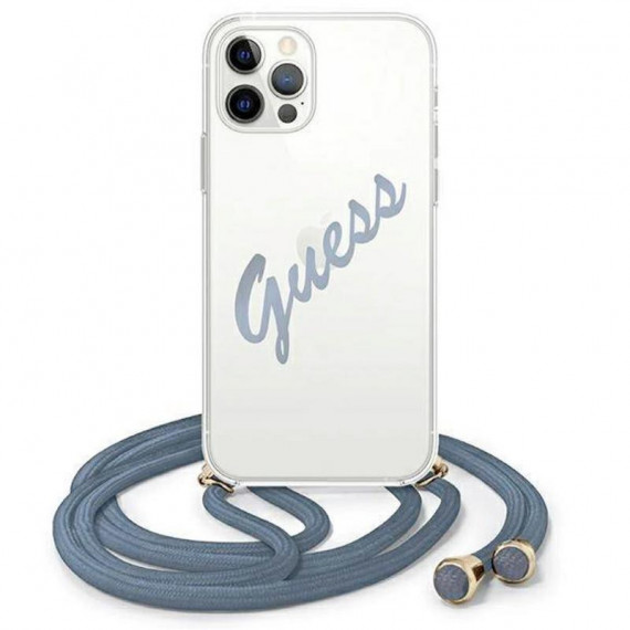 GUESS Script Vintage Funda para Iphone 12 Pro Max Azul