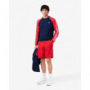 Pantalón Corto de Rayas con Logotipo Deportivo de LACOSTE