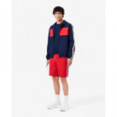 Pantalón Corto de Rayas con Logotipo Deportivo de LACOSTE