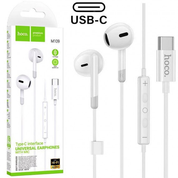 HOCO M109 Auriculares Usb-c Blancos con Micrófono