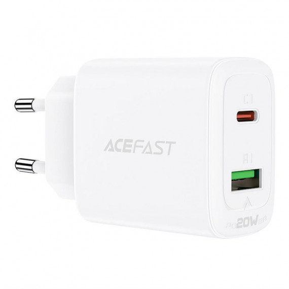 ACEFAST A25 Cargador de Pared 20W Usb-c y Usb-a Blanco